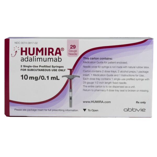 Humira Adalimumab 10 mg/0.1 mL In a Single-Dose prefilled Glass Syringe