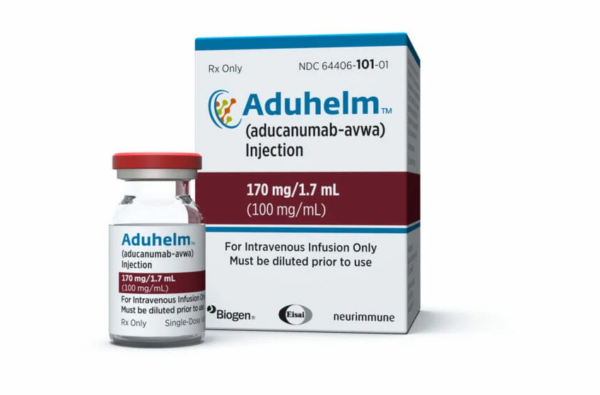 Aduhelm (aducanumab-avwa) One vial of 170 mg/1.7 mL (100 mg/mL)